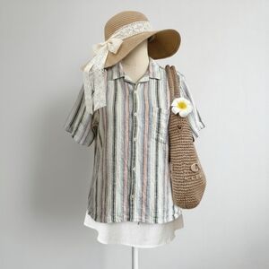 Zara Men Multicolor Striped Button Down Shirt With Chest Pocket